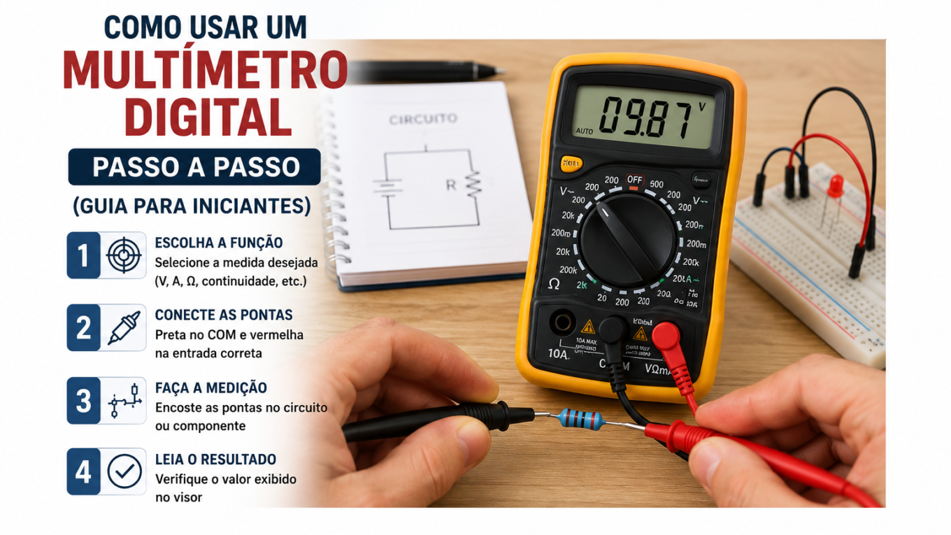 Como Usar um Multímetro Digital Passo a Passo (Guia para Iniciantes)